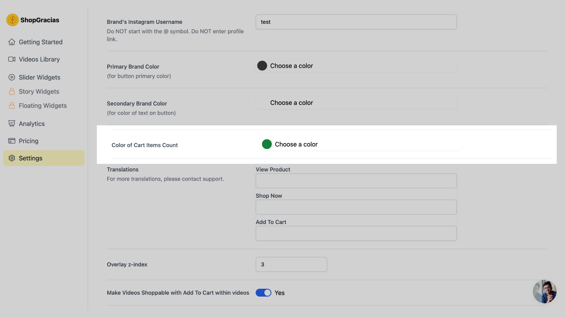 Cart Count color -  Output
