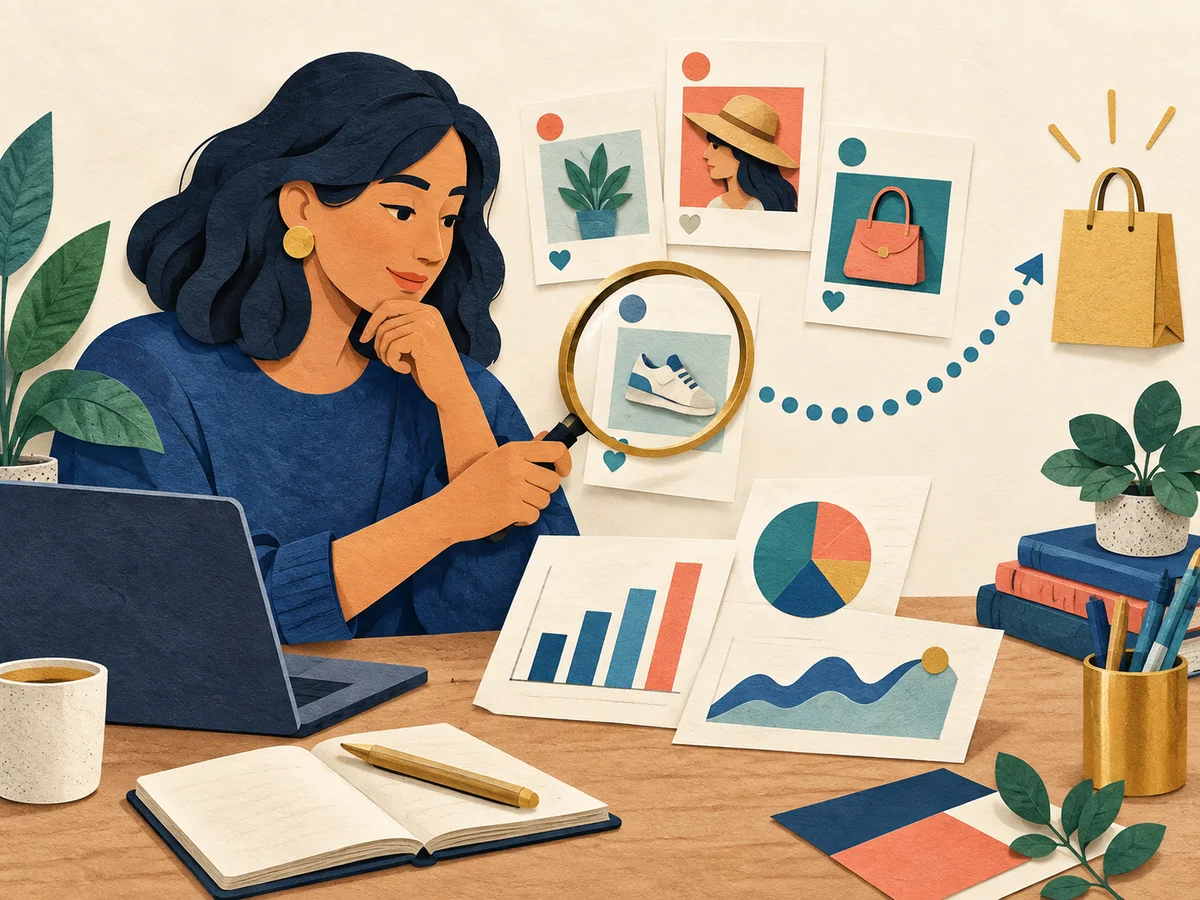 Marketer comparing visual content insights and store traffic